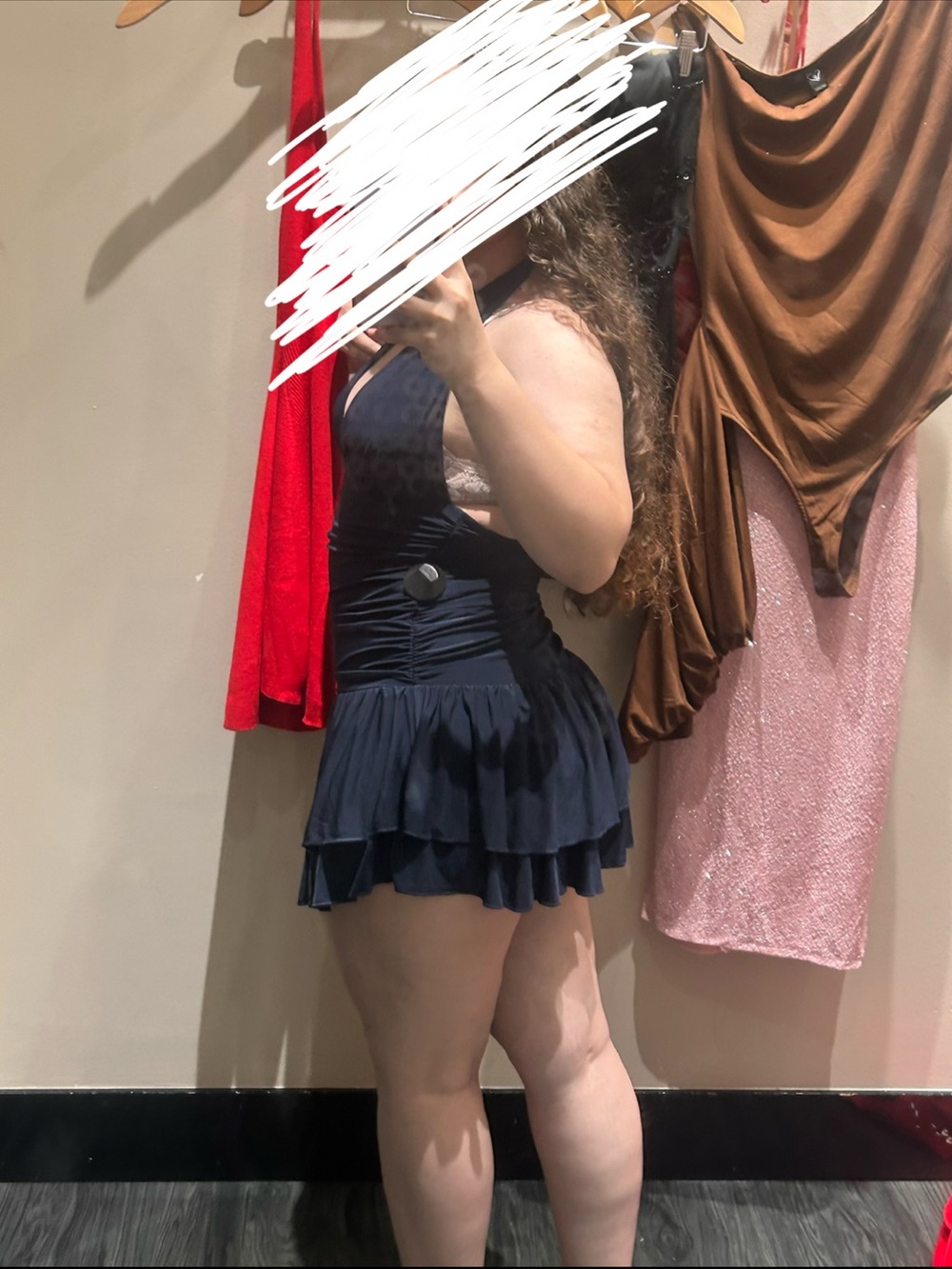 Windsor Navy Tiered Ruffle Mini Skirt